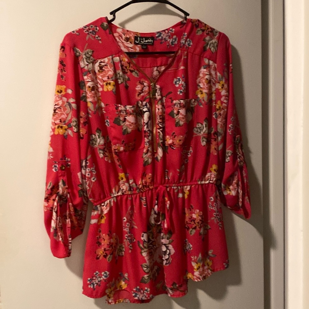 J for Justice pink floral top